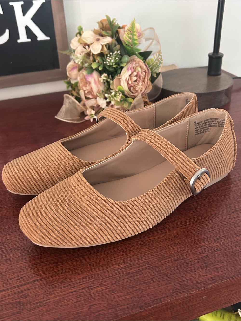 Maurices Camel Corduroy Mary Jane Flats